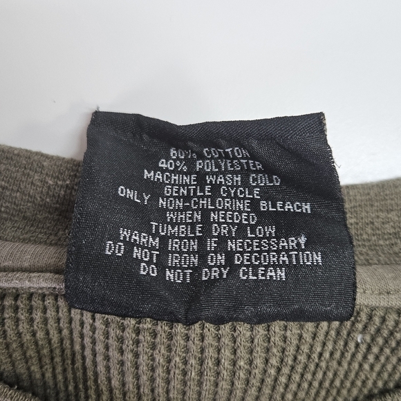 VINTAGE Y2K SouthPole Olive Green Waffle Knit Thermal Military Eagle Top Medium - Picture 6 of 6